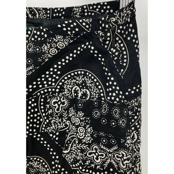 Ralph Lauren Petite Tier Skirt 4 4P Black Paisley - Picture 5 of 7